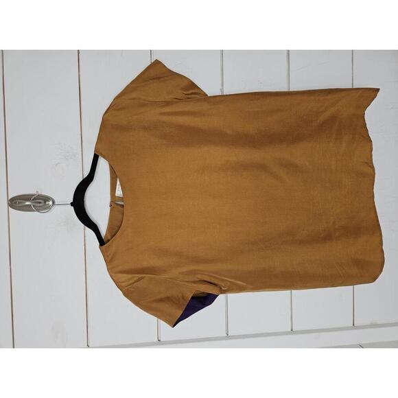 Vintage 90s NWOT Geoffrey Alexander for Private Agenda brown silk blouse - Picture 1 of 3